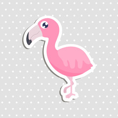 Cute flamingo sticker vector illustration.