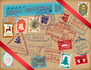 Retro stamps for Christmas holidays.