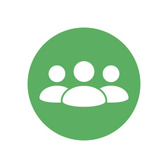 teamwork. Leadership vector icon. People vector icon. White peple on green circle vector icon. Group of people. Vector