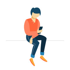 Boy chatting on the mobile phone