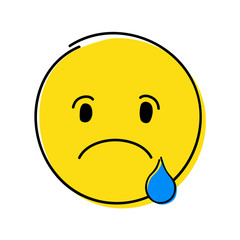 Social media icon - sad emoji. Vector.