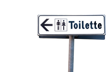 freigestelltes Schild mit Aufschrift Toilette