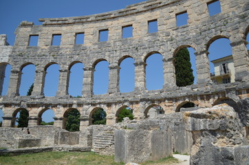 Amfiteatr rzymski w Puli, Istria, Chorwacja - obrazy, fototapety, plakaty