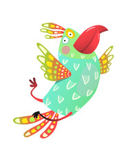 Obraz premium Kolorowy ptak na białym tle. Ilustracji wektorowych.