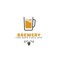 Vector beer logo. Design template of beer glass for brand, icon, badge or label for bars, pubs and company