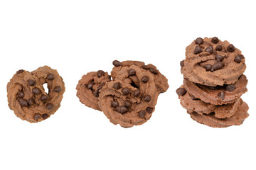 chocolate chip cookie isolated on white background - clipping paths