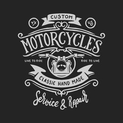 Vintage motorcycle t-shirt graphics. Vector illustration.