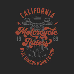 Fototapeta na wymiar Vintage motorcycle t-shirt design. Racers club emblem. Vector illustration.