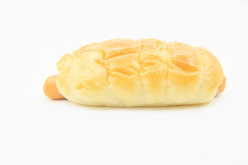 Sausage bread on white background