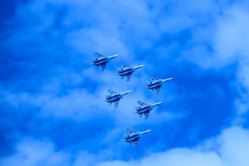 air show in the sky over Yaroslavl. June 2018