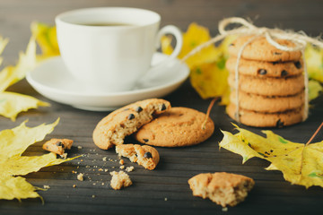 Sweet cookies and fallen leaves