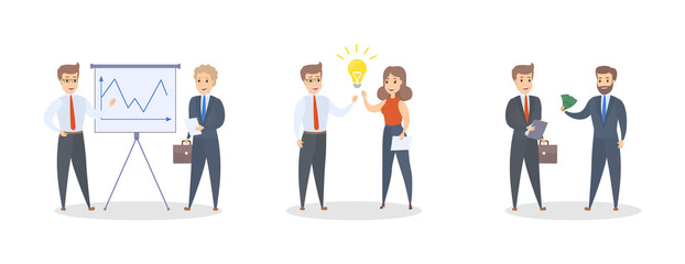 Set of business people working together