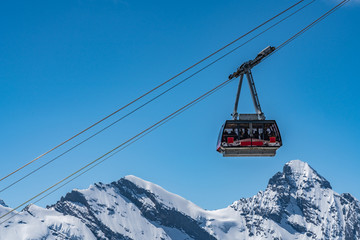 Fototapeta na wymiar Shilthorn, view on Alps and Gondola