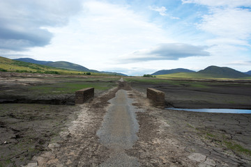 Looking Eastwards from the first bridge which is normally submerged in Loch Glascarnoch