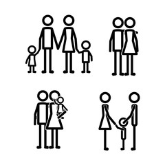 family members set lines figures vector illustration design