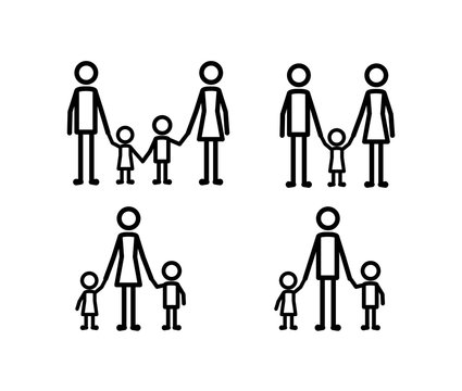 family members set lines figures vector illustration design