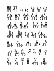 family members set lines figures vector illustration design