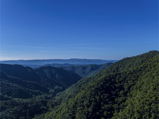Valley, forest and blue sky