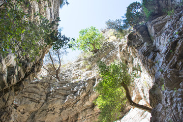 view of the sky between the rocks in the Imbros gorge