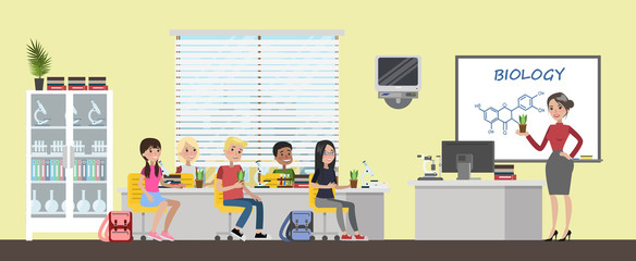 Little children study biology in the school