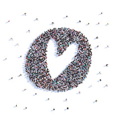 A lot of people form heart, wedding, love . 3d rendering.