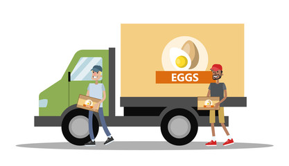 Big truck with chicken eggs