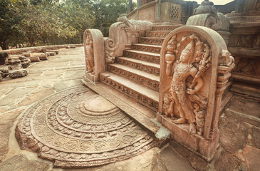 Entrance to the carved 12th century stone temple of Buddha. Polonnaruwa, Sri Lanka, UNESCO World...