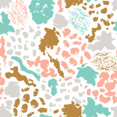 Seamless pattern. Hand drawn splashes background. Grunge pattern with colorful blots and spots.