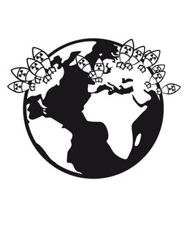 black earth with nuclear missiles clip art preview