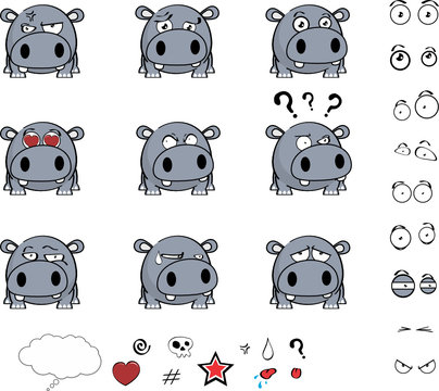 cute little hippo ball expressions set in vector format very easy to edit 