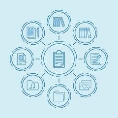 Set of 9 file outline icons