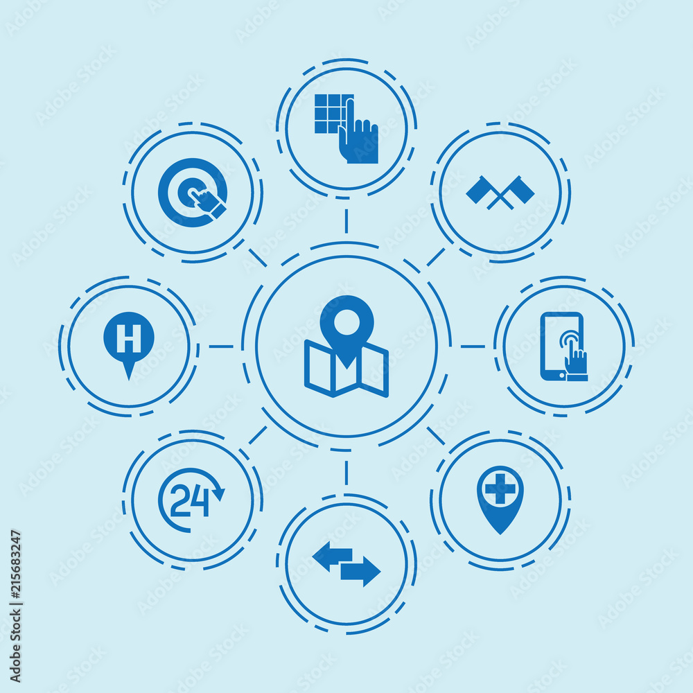 Poster set of 9 pointer filled icons