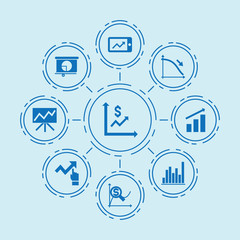 Set of 9 diagram filled icons
