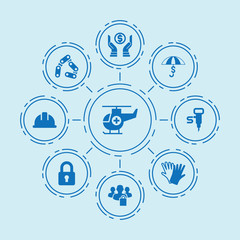 Set of 9 safety filled icons