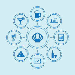 Set of 9 bar filled icons