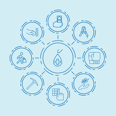 Set of 9 hand outline icons