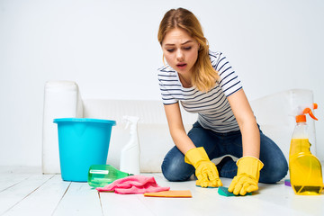 woman doing general cleaning at home