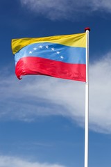 Flag of Venezuela waving in the sky