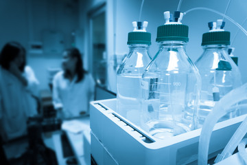 Equipment for science experiments on the laboratory table.