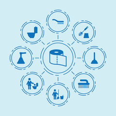 Set of 9 sanitary filled icons