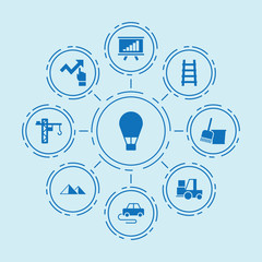 Set of 9 up filled icons