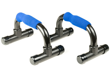 Two press up handles / push up bars on a white background