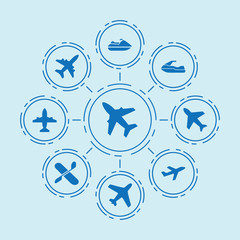 Set of 9 jet filled icons