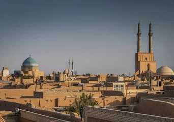 Wall murals Middle East rootops and landscape view of  yazd city old town iran