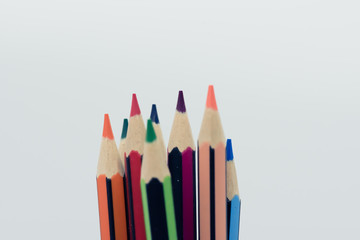 Back to school isolated color pencils