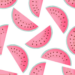 Pieces of watermelon seamless pattern. Summer vector background.