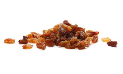 Raisins isolated on white background, clipping path