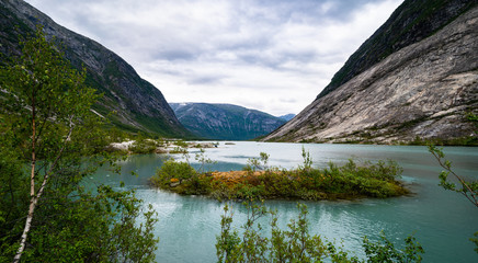 The lake in front of Nigardsbreen, glacier in Norway