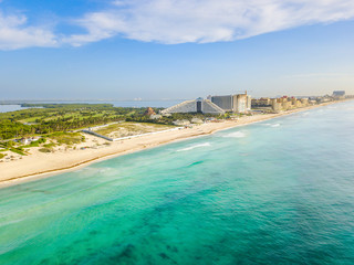 Cancun beach aerial view in Mexico