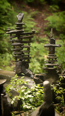 Use of natural stones in the decorated garden, Japanese garden of stones.
